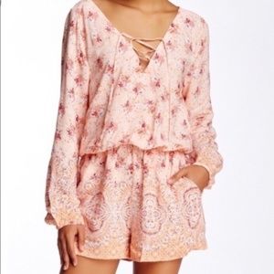 Anthropologie Anthro Romper XS Pink Floral Festival Boho Cute